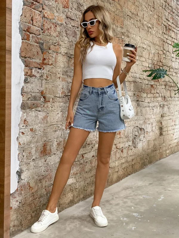 Jean Shorts Women Trendy High Waisted Denim Shorts Summer Casual Mom Cut Off Jeans Shorts - Image 5