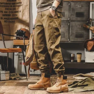 Autumn Winter Male Oversized Loose Casual Fashion Cargo Pants Homme Midi Waist Pockets Patchwork Pencil Trousers Men's Clothing