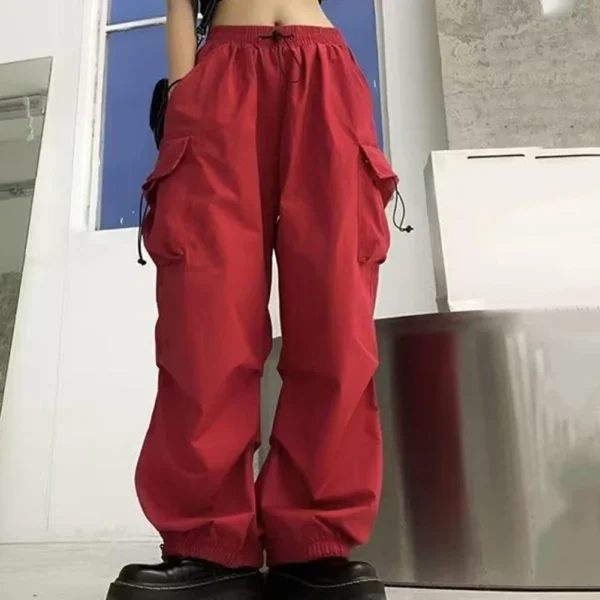 Harajuku Oversized Cargo Parachute Pants Women Streetwear Vintage Y2k Hip Hop Wide Leg Joggers Baggy Sweatpants Techwear - Image 2