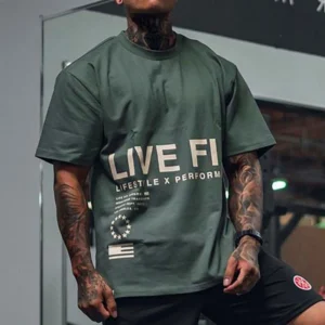 Men's Gym Summer Casual T-Shirt Fitness Running Short Sleeve Tee Tops Fashion Hip-hop Oversized Shirt Male Sweatshirt Clothing