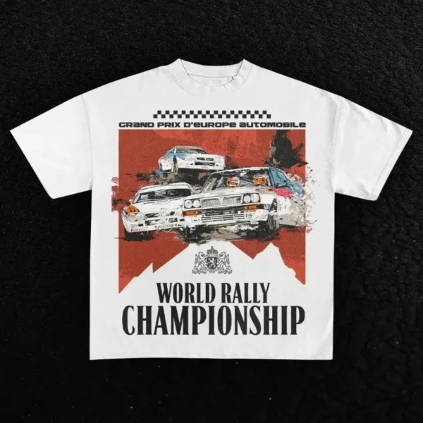 Y2K Retro T Shirt Racing Car Printed Pattern Streetwear Men 90S Poster Design Trendy Harajuku Casual Oversized Short Sleeve Tops - Image 2