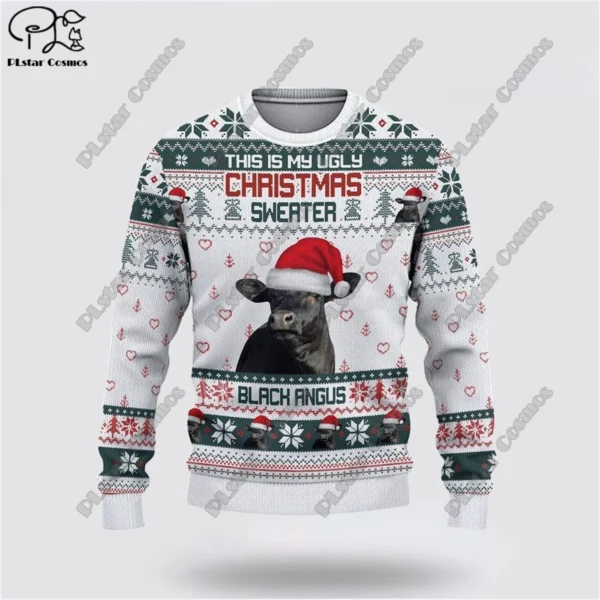 New 3D Printed Animal Custom Series Cute Christmas Pattern Ugly Sweater Street Casual Winter Sweatshirt S-1 - Image 2