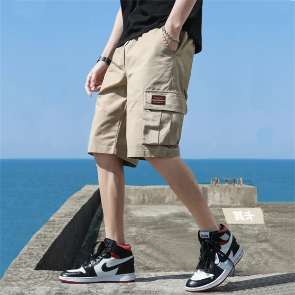 Summer Men's Shorts Casual Cargo Pants Letter Pocket Printed Straight Pants Sweatpants Male Outdoor Sports Running Clothing - Image 2