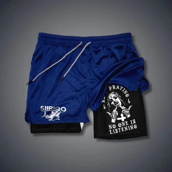 New Summer Trendy Casual Shorts Pattern Printed Double layered Sports Pants 2-in-1 Men's Outdoor Running Shorts - Image 5