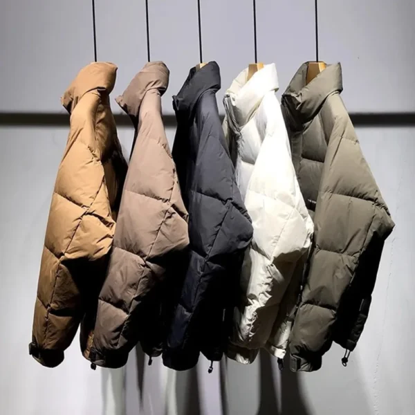 Fall Winter Solid Color Stand up Collar Men's White Duck Down Jacket Trendy Atmospheric Thickened Warm Down Jacket Streetwear - Image 6