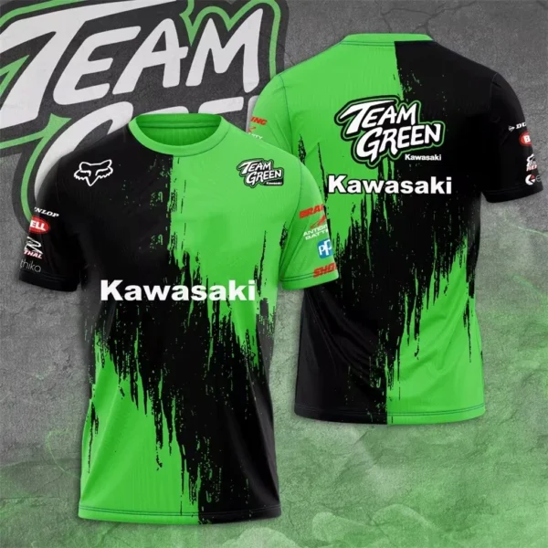 Kawasaki Motorcycle Racing Team Men T-shirt Summer Short Sleeve Women Oversized Clothing 2024 New Fashion Children Tee Tops - Image 5