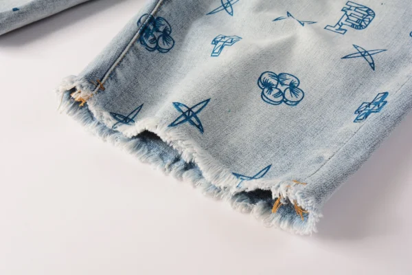 New 2024 Purple roca jeans Men woman Brand vintage burr edges washed denim shorts for men Repair Low Raise Skinny Denim pants - Image 5