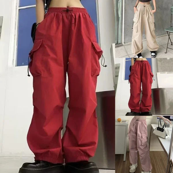 Harajuku Oversized Cargo Parachute Pants Women Streetwear Vintage Y2k Hip Hop Wide Leg Joggers Baggy Sweatpants Techwear - Image 6