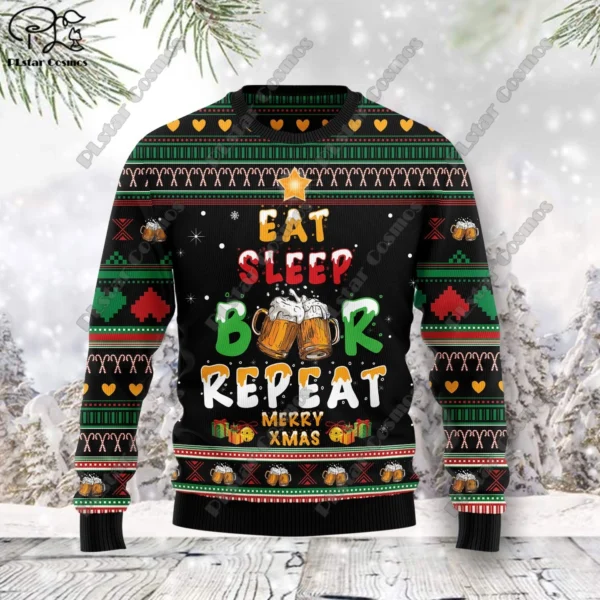 New 3D Printed Animal Custom Series Cute Christmas Pattern Ugly Sweater Street Casual Winter Sweatshirt S-12 - Image 5