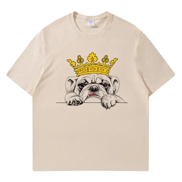 French Bulldog Retro Print Summer Men's 100% Cotton Tops Fashion Streetwear Men's Clothing Oversized O Neck Men's T-Shirt - Image 2