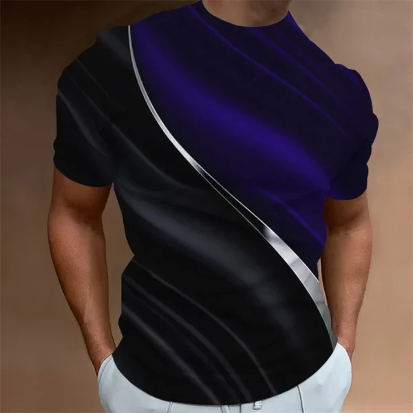 Fashion T-shirts For Men 3d Line Print Men Clothing Street Design Short Sleeved Oversized Tee Shirt Daily Casual Sportswear Tops - Image 3