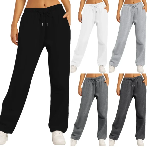 2024 Women’S Fitness Sweatpants Wide Leg Straight Casual Joggers Workout High Waisted Solid Color Bottoms Joggings - Image 6