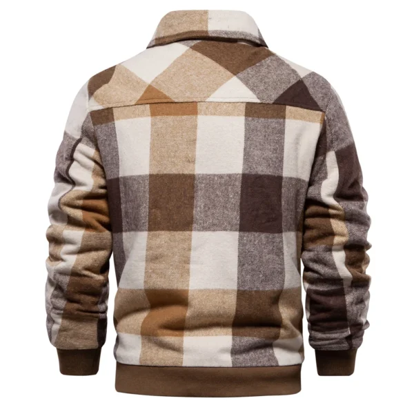 AIOPESON Mens Flannel Plaid Sherpa Fleece Lined Winter Jacket Turn Down Collar Thicken Warm Casual Shirt Jackets Coats Men - Image 3
