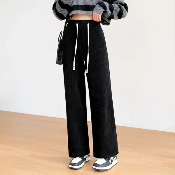 Pants 2023 Autumn/Winter New Jacquard Chenille Velvet Wide Legged Pants Women's High Waist Straight Tube Casual 바지 - Image 6