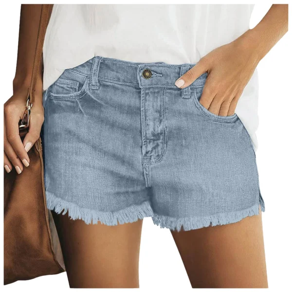 Women'S High Waist Denim Shorts Ripped Raw Hem Jean Shorts Casual Summer Cut Off Street Short With Pockets Female Streetwear - Image 4