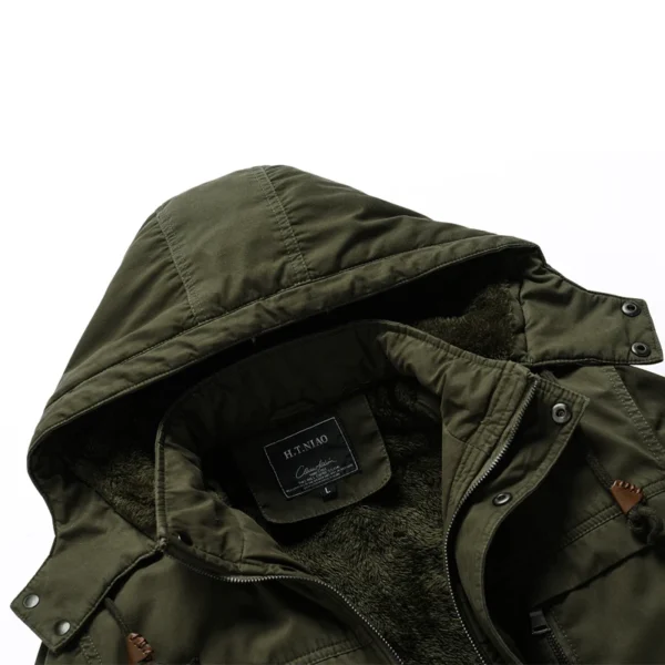 TRAF 2024 Winter New Wash Jacket Padded Jacket With Wool Thickened Warm And Cold Men's Long Hooded Padded Jacket Men - Image 4