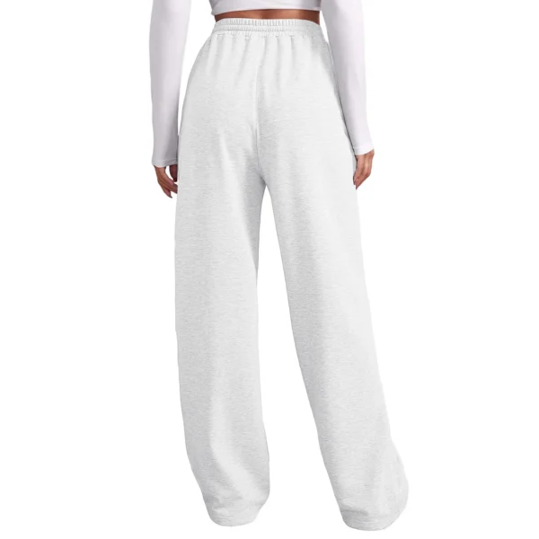 Women’s Wide Leg Pants Fleece Lined Sweatpants Travel Basic Bottom Workout High Waisted All-Match Fitness Joggers Straight Pants - Image 4