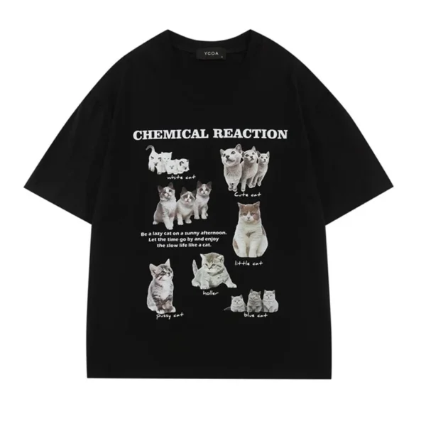 Harajuku Kawaii Y2k Top Women T-Shirt Oversized Cat Tees Korean Fashion Short Sleeve Streetwear Aesthetic Clothing Tops - Image 5