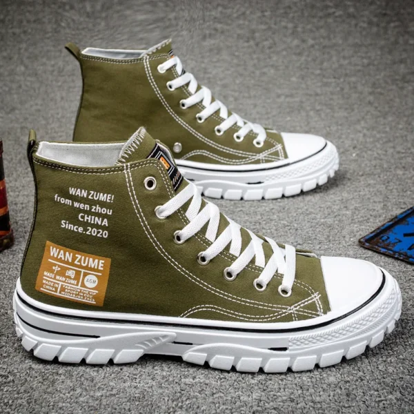 Men's Canvas Shoes High Top Male Sneaker Lace Up Casual Breathable Flat Ankle Boots Comfortable Sport for Men official-website44 - Image 3