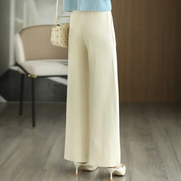 Women's Merino Wool Knitted Pants Office Lady Simple High Waist Straights Trousers Cashmere Wool Autumn Winter Thick Knitwear - Image 2
