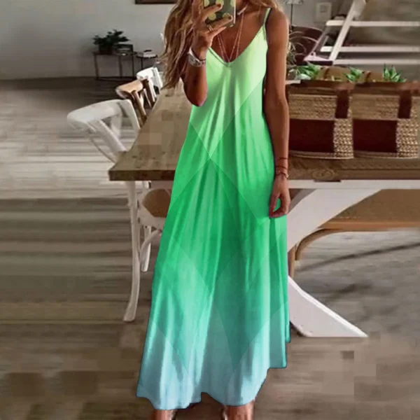 Fashion Women's Summer Casual Loose Spaghetti Strap Dress Sexy Beach Boho Maxi Dress Large Size Long Dresses Female Robe Dress - Image 3