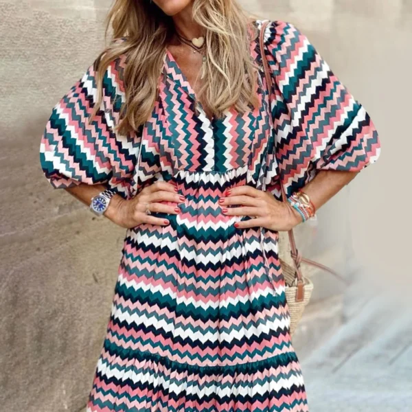 Women Casual Loose Round Neck Floral Dress Short Sleeve Maxi Day Dresses for Women plus Size Flare Dress Cocktail Dress plus - Image 5