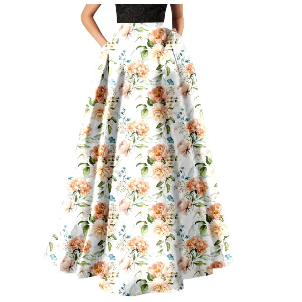 Women'S Elegant Dresses Outfits Women Bohemian Floral Print Maxi Skirt High Waist Pocket Party Beach Long Skirt Ropa Para Mujer - Image 6