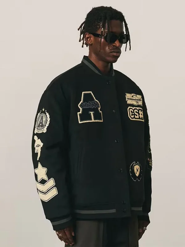Y2k Street Letter Embroidery Bomber Jacket For Male Hip Pop Single Breasted Baseball Jacket 2024 Autumn Harajuku Unisex Coat - Image 2