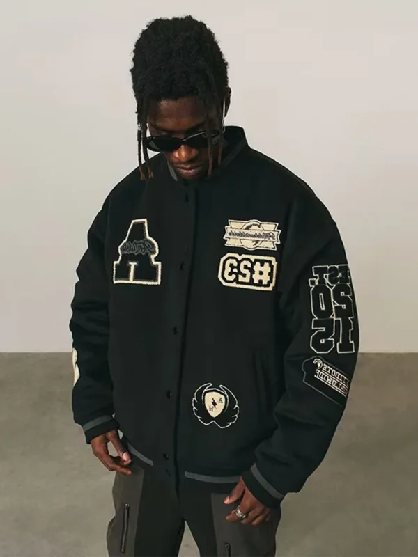 Y2k Street Letter Embroidery Bomber Jacket For Male Hip Pop Single Breasted Baseball Jacket 2024 Autumn Harajuku Unisex Coat - Image 4