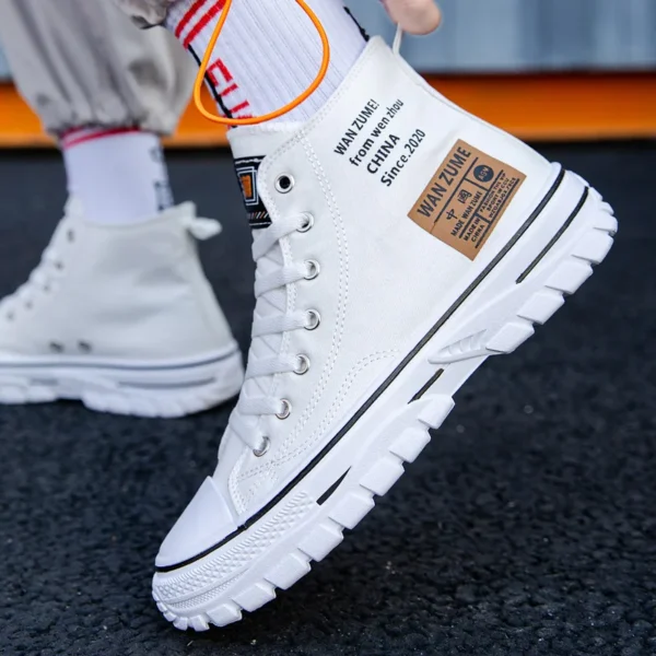 Men's Canvas Shoes High Top Male Sneaker Lace Up Casual Breathable Flat Ankle Boots Comfortable Sport for Men official-website44 - Image 5