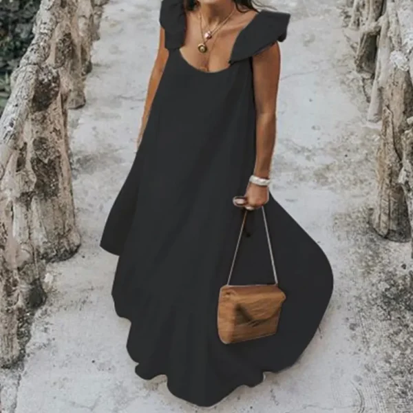 Women Oversized Sleeveless Ruffles Maxi Dress Summer Casual Sexy Loose Long Dress Fashion Harajuku Beach Summer Sundress - Image 3
