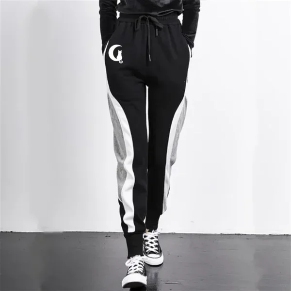 Ladies' Casual Sweatpants Black and Gray Color Blocking Fashion Design Moon Print Casual PantsSports Jogging Pants Women Clothes - Image 2