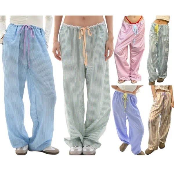 WPNAKS Women Loose Pants Spring Autumn Clothes y2k Stripe Drawstring Elastic Waist Trousers Casual Sweatpants Woman Clothing - Image 3