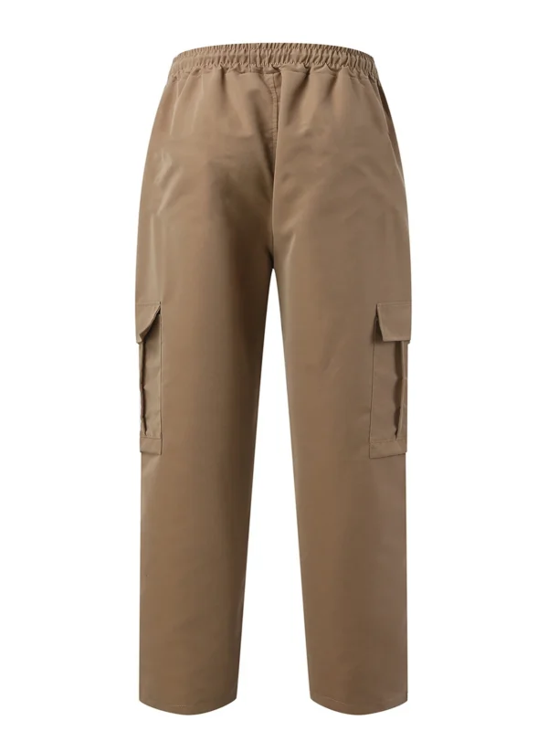 Lente Zomer Mode Casual Pannen Voor Heren Streetwear Effen Kleur Cargo Broek Elastische Taille Wijde Pijpen Heren Joggingbroek - Image 3
