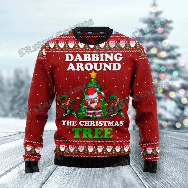 Hippie Santa Claus Peace And Love 3D Printed Men's Ugly Christmas Sweater Winter Warm Unisex Casual Knit Pullover Sweater MY02 - Image 4