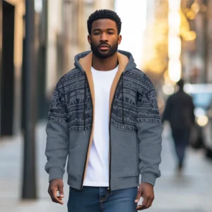 Warm and Comfortable Men's Winter Jacket with Zippered Pockets, Thick Wool Lined Coat for Cold Weather