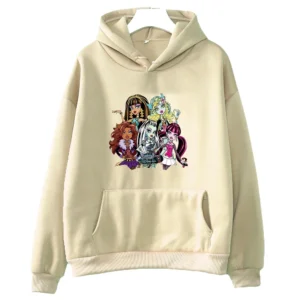M-Monster High Girls Hoodies Women Casual Manga Graphic Sweatshirts Long Sleeve Aesthetic Kawaii Printing Hoody Female Plussize