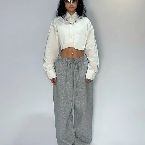 Kpop Y2K Gray Jogging Sweatpants Women Hippie Streetwear Oversized Sports Pants Loose Straight Wide Leg Trousers Korean Style - Image 2