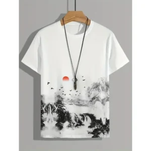 2024 New Men's Landscape 3D Print Short Sleeve T-Shirt Casual and Comfortable Summer Tops Oversize Breathable Tee Clothes