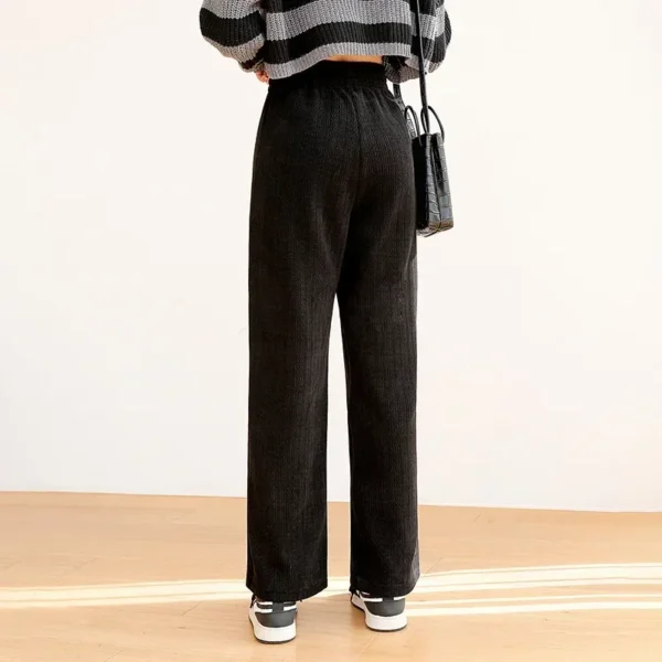 Pants 2023 Autumn/Winter New Jacquard Chenille Velvet Wide Legged Pants Women's High Waist Straight Tube Casual 바지 - Image 3