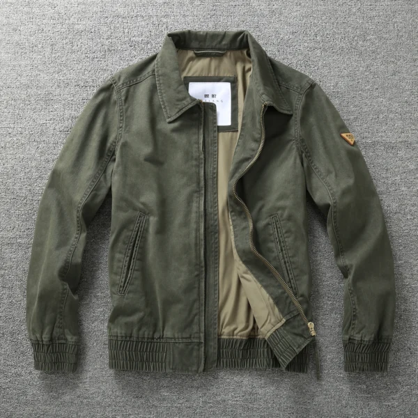 Men's business casual lapel coat vintage American fall and winter trend Slim cargo jacket blouse middle-aged men's clothing - Image 4
