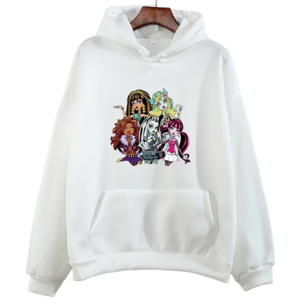 M-Monster High Girls Hoodies Women Casual Manga Graphic Sweatshirts Long Sleeve Aesthetic Kawaii Printing Hoody Female Plussize - Image 3