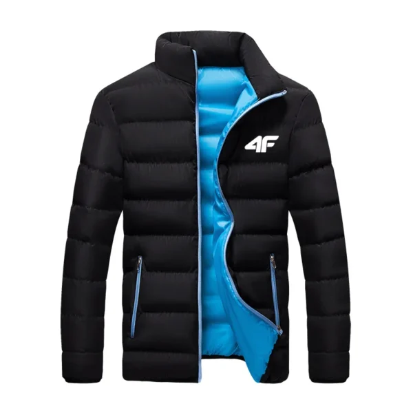 Men's casual jacket, waterproof windbreaker, zippered warm solid color, large size, autumn and winter - Image 2