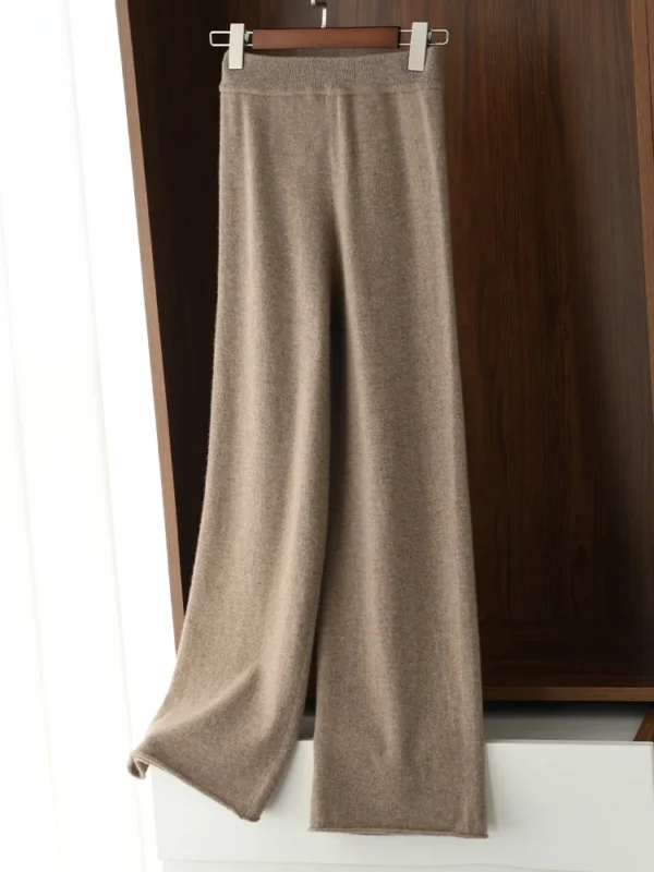 ADDONEE 100% Merino Wool Wide Leg Pants For Women Spring Autumn High Waist Elastic Casual Comfort Trousers Korean Popular Tops - Image 2