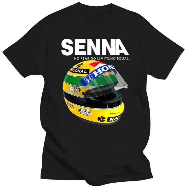 Ayrton Senna Helmet Short Sleeve Men's T-shirt, Racing T-shirt, Crewneck Top, Popular Men's Clothing, Plus Size, Summer