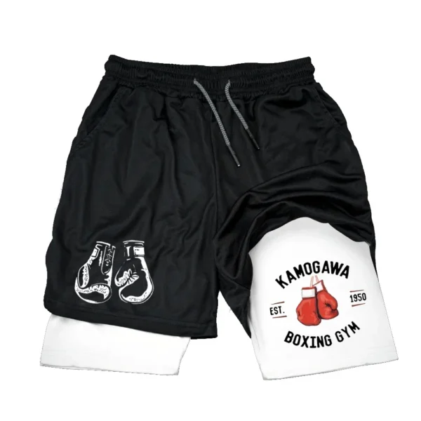 Anime Compression Shorts Summer Sportswear Men GYM 2 In 1 Training Workout Male Fitness Sport Shorts - Image 4