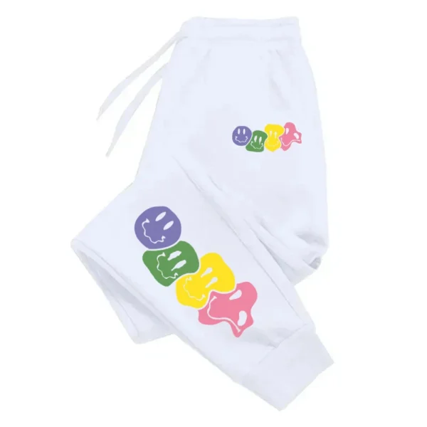 Cute Smiling Face Printing Casual Versatile Comfortable Women Pant Trendy Trousers With Drawstring Pockets Sweatpants Female - Image 2