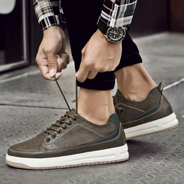 New Men Sneakers Elevator Shoes Comfortable Leather Heightening Shoes For Men Insole 6cm Heels Casual Lift Height Shoes Man - Image 6