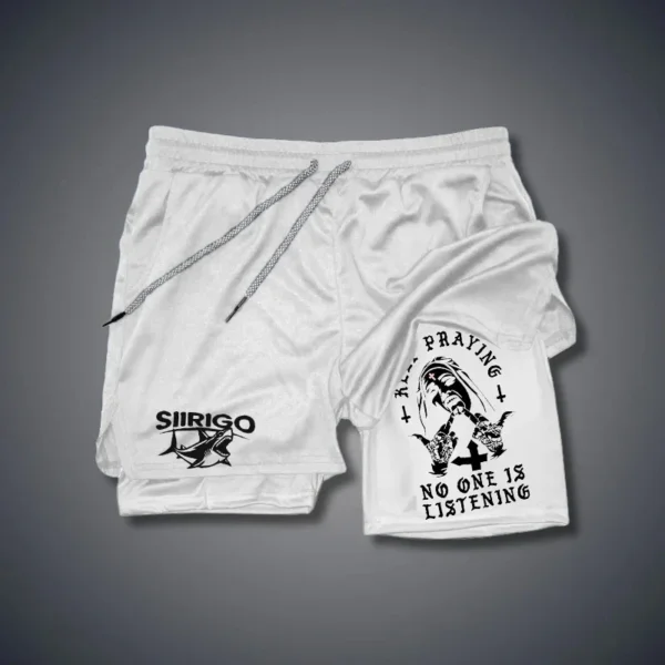 New Summer Trendy Casual Shorts Pattern Printed Double layered Sports Pants 2-in-1 Men's Outdoor Running Shorts - Image 2