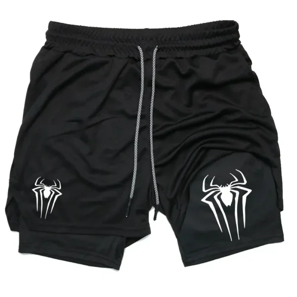 Y2K Performance Shorts Men Spider Printed GYM Casual Sports Compression Shorts Workout Running Mesh 2 In 1 Sport Short Pants - Image 2